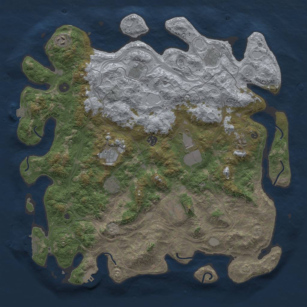 Rust Map: Procedural Map, Size: 4500, Seed: 633629421, 18 Monuments