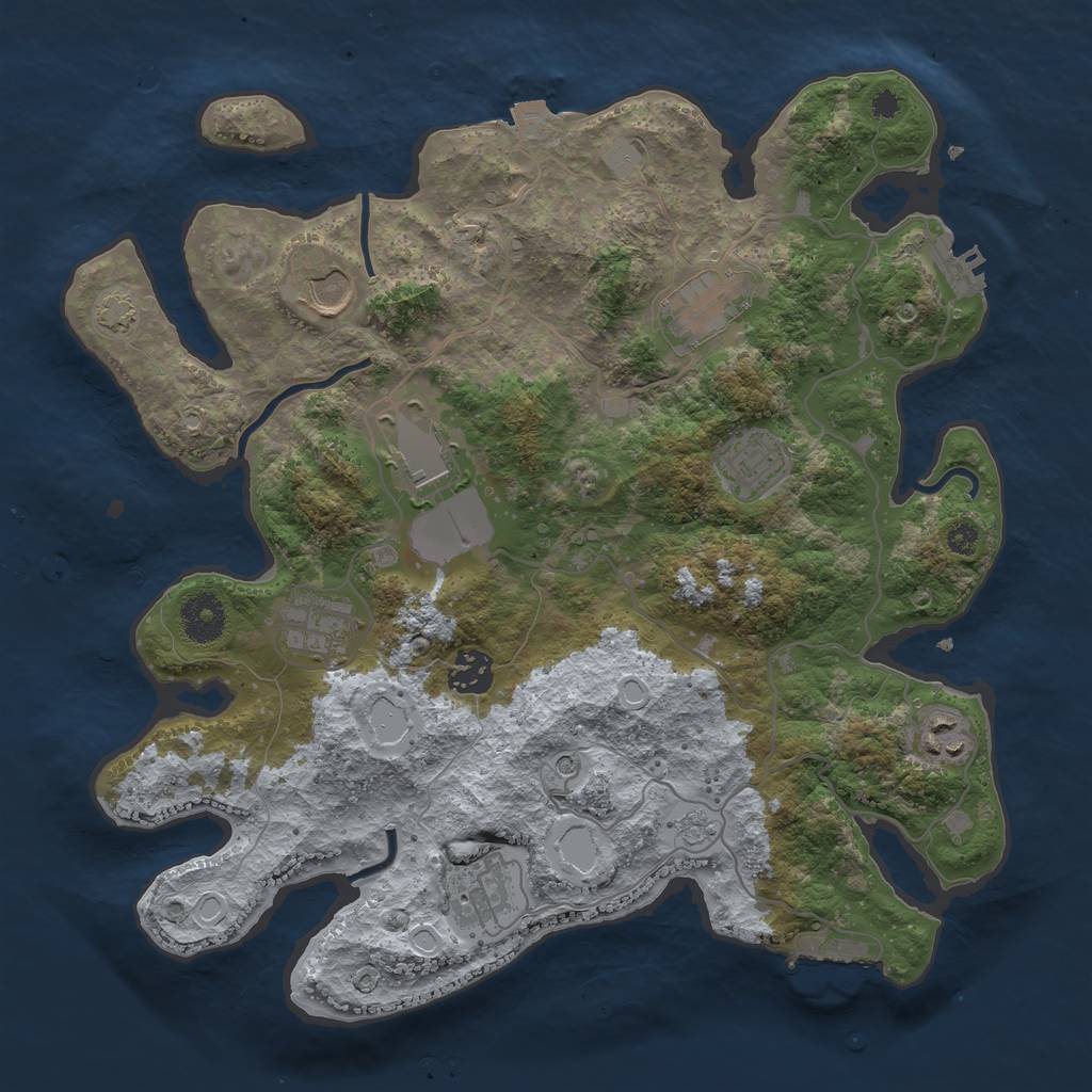 Rust Map: Procedural Map, Size: 3500, Seed: 743115163, 16 Monuments