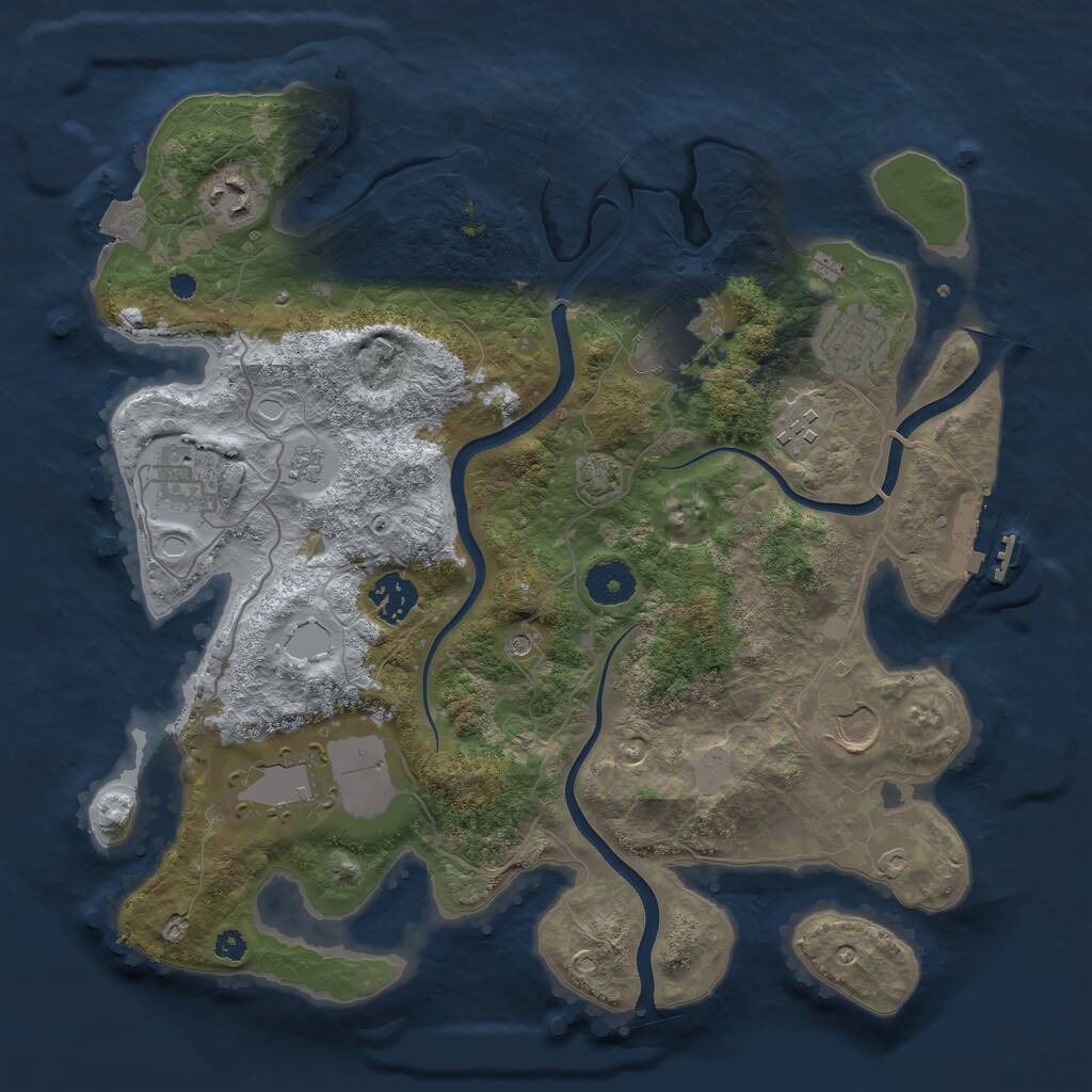 Rust Map: Procedural Map, Size: 3500, Seed: 2071, 14 Monuments