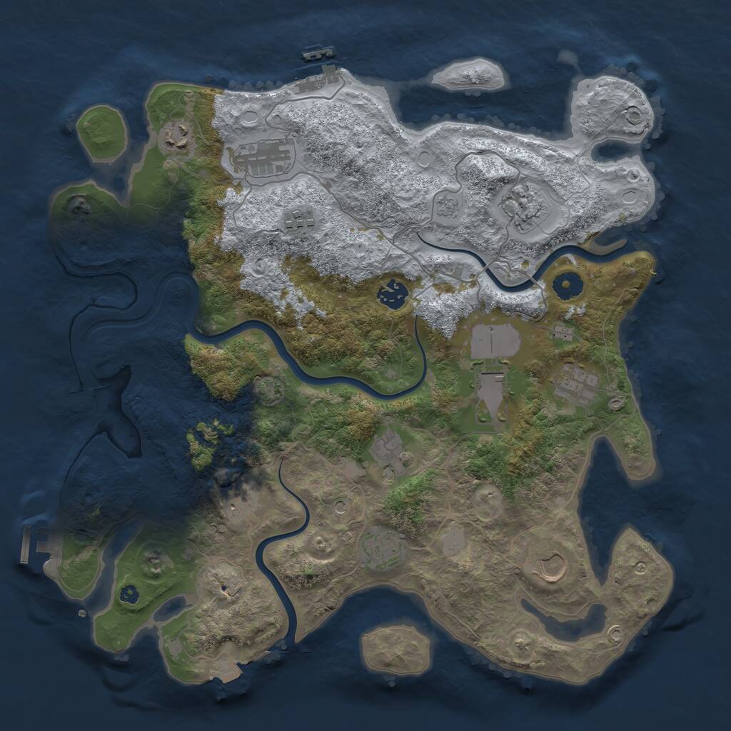Rust Map: Procedural Map, Size: 3850, Seed: 2050513684, 17 Monuments