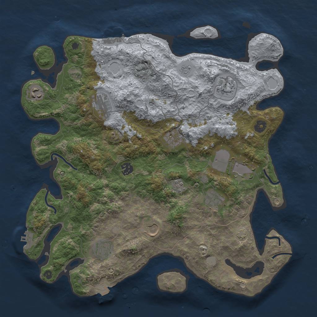 Rust Map: Procedural Map, Size: 3850, Seed: 2050513684, 18 Monuments