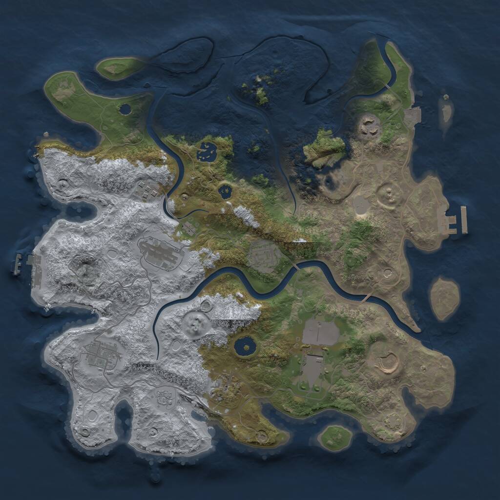 Rust Map: Procedural Map, Size: 3650, Seed: 1713986169, 16 Monuments
