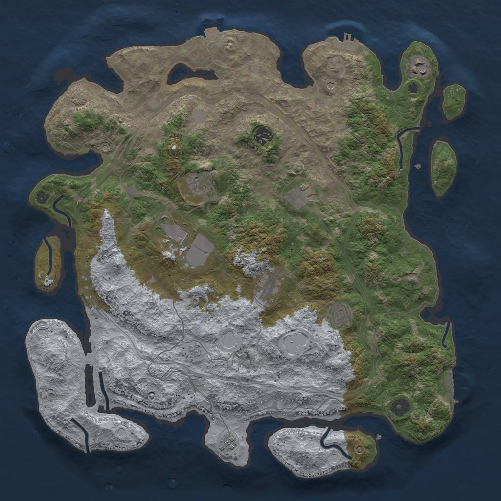 Rust Map: Procedural Map, Size: 4250, Seed: 24654136, 16 Monuments