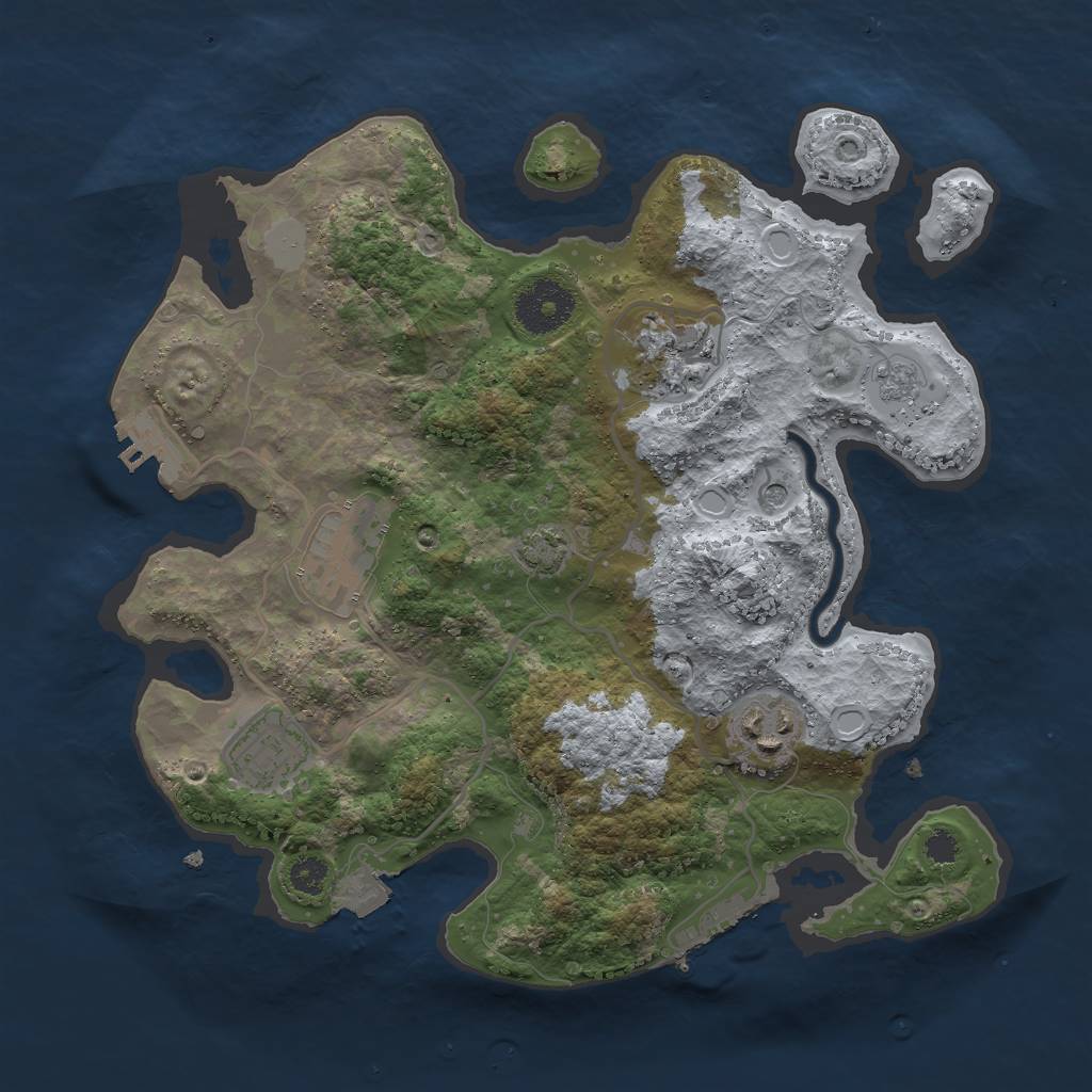 Rust Map: Procedural Map, Size: 3000, Seed: 123123512, 12 Monuments