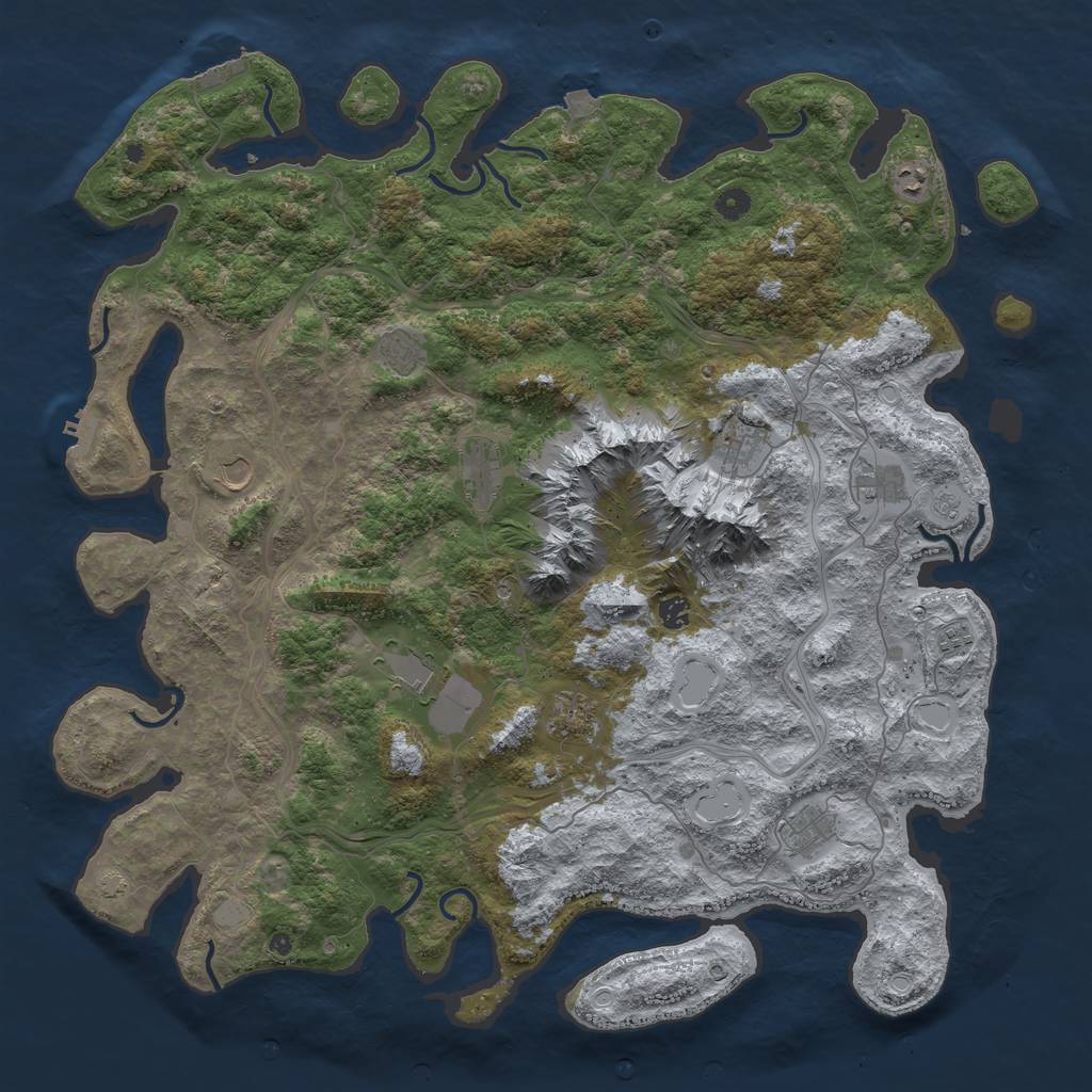 Rust Map: Procedural Map, Size: 5000, Seed: 3462344, 19 Monuments