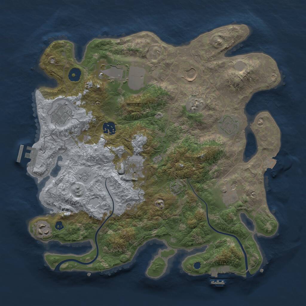 Rust Map: Procedural Map, Size: 3500, Seed: 1730377711, 14 Monuments
