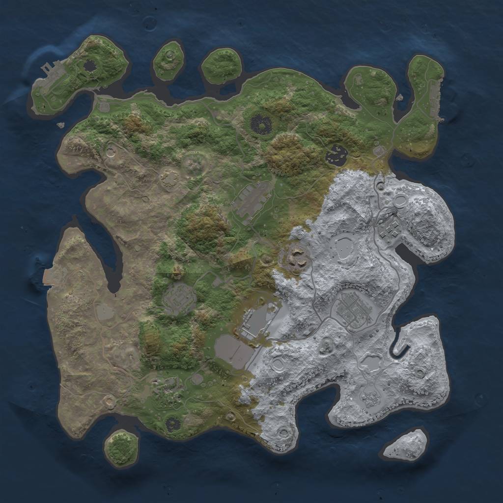 Rust Map: Procedural Map, Size: 3500, Seed: 123123235, 16 Monuments