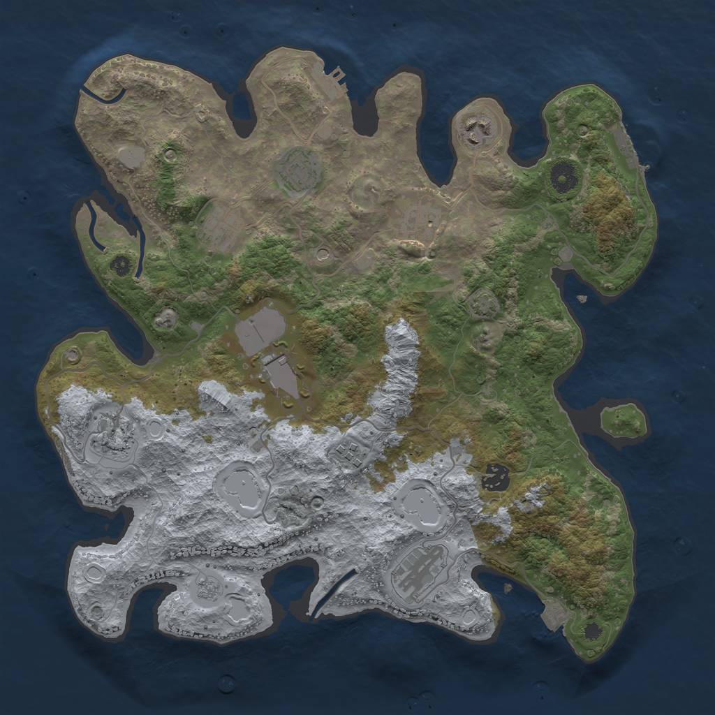 Rust Map: Procedural Map, Size: 3700, Seed: 878719179, 17 Monuments