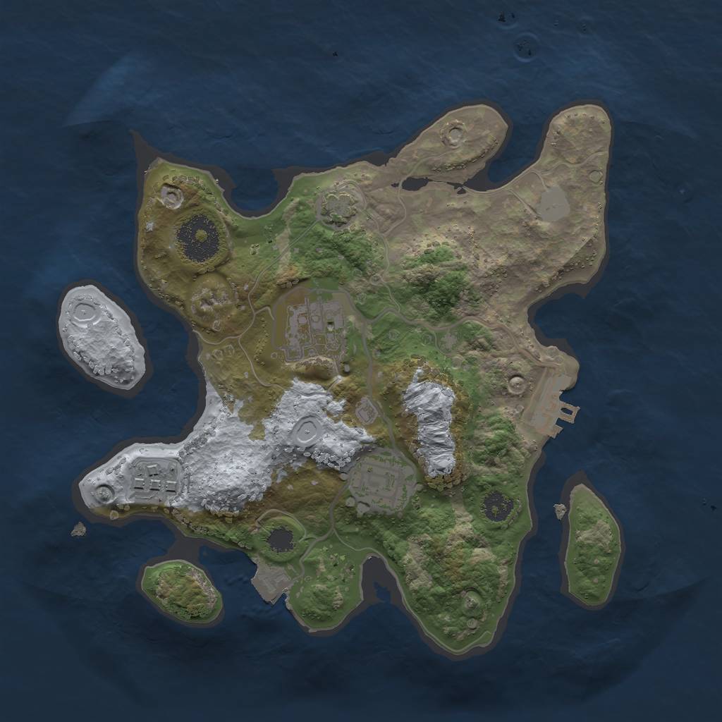 Rust Map: Procedural Map, Size: 2500, Seed: 1359732410, 8 Monuments
