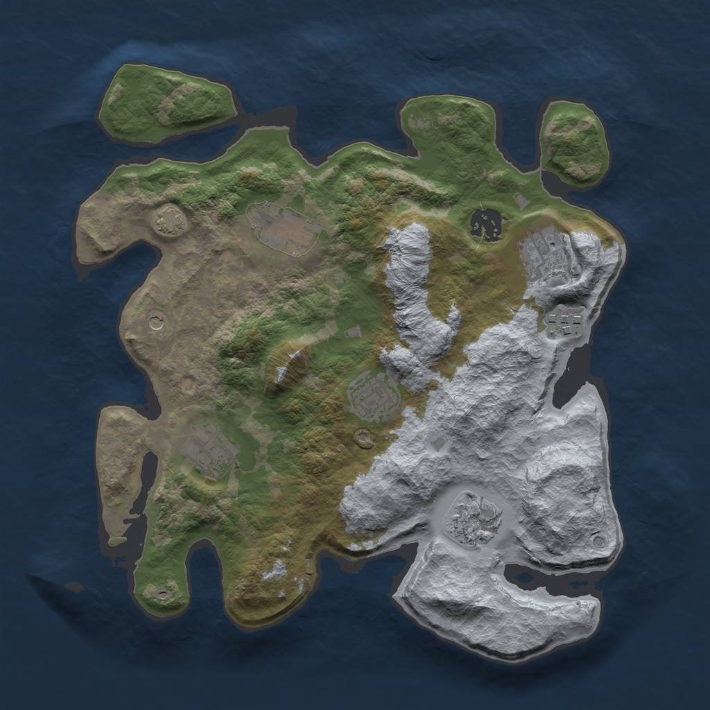 Rust Map: Barren, Size: 3200, Seed: 1042409055, 11 Monuments
