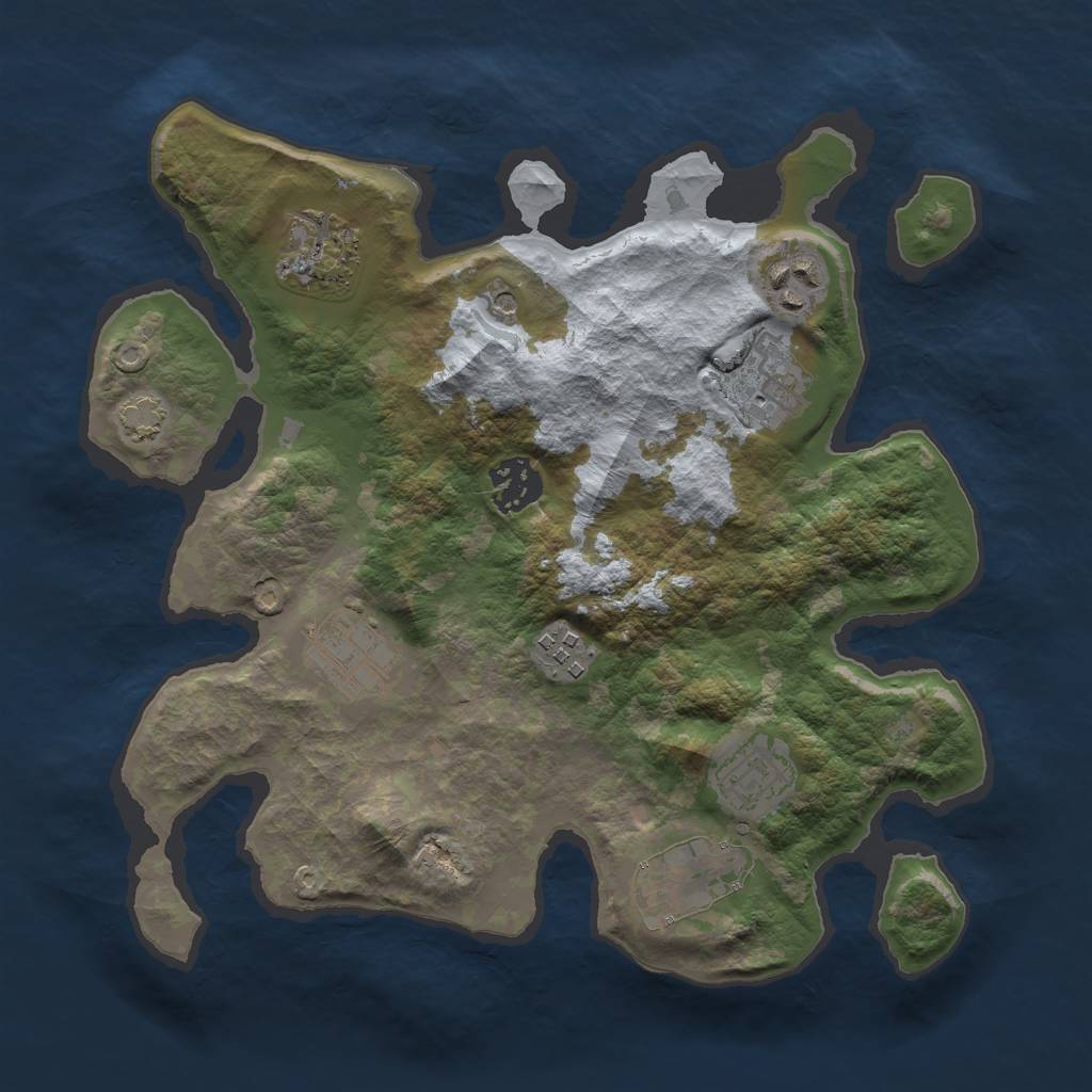 Rust Map: Barren, Size: 3000, Seed: 1867593159, 12 Monuments