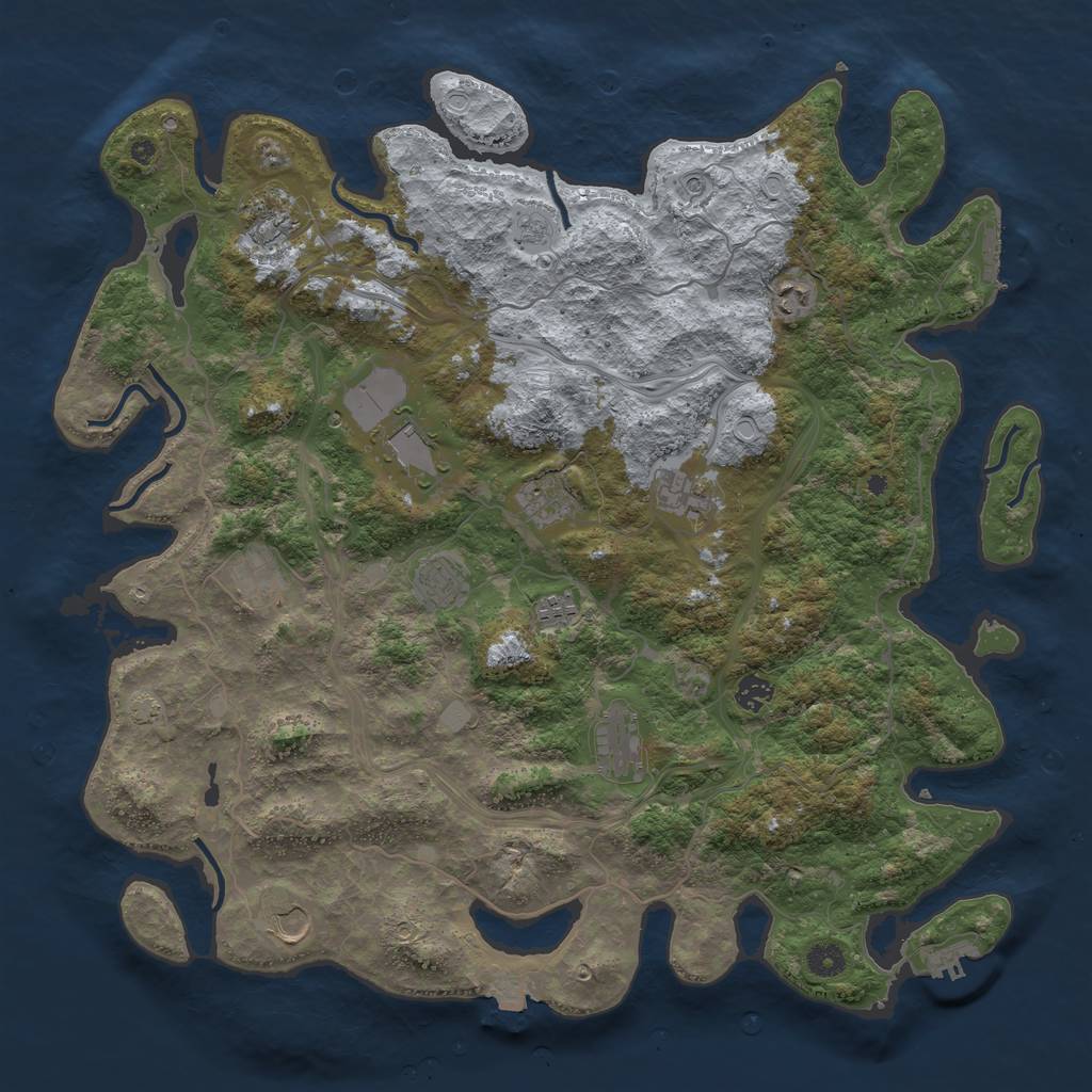 Rust Map: Procedural Map, Size: 4500, Seed: 1425480503, 19 Monuments