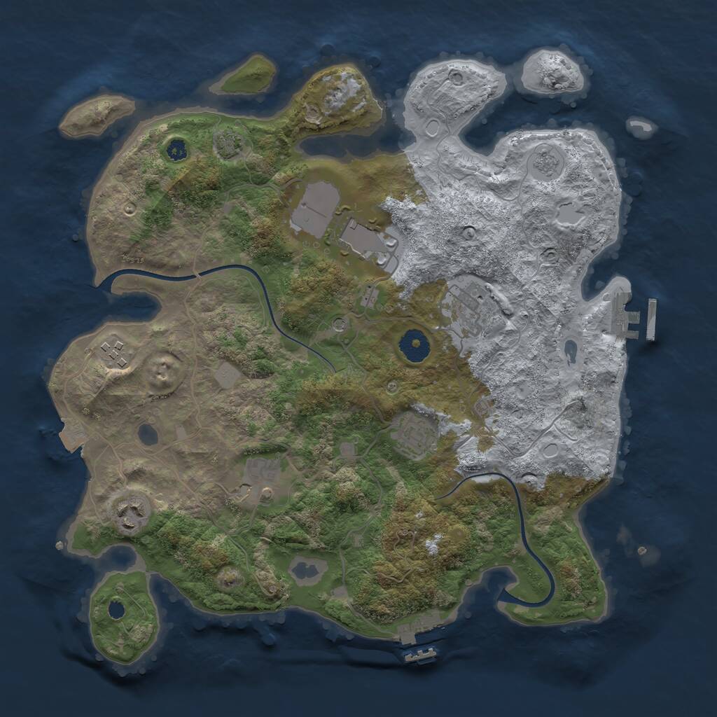 Rust Map: Procedural Map, Size: 3500, Seed: 756993170, 12 Monuments