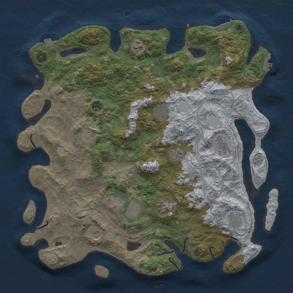 Rust Map: Procedural Map, Size: 4500, Seed: 645322, 19 Monuments