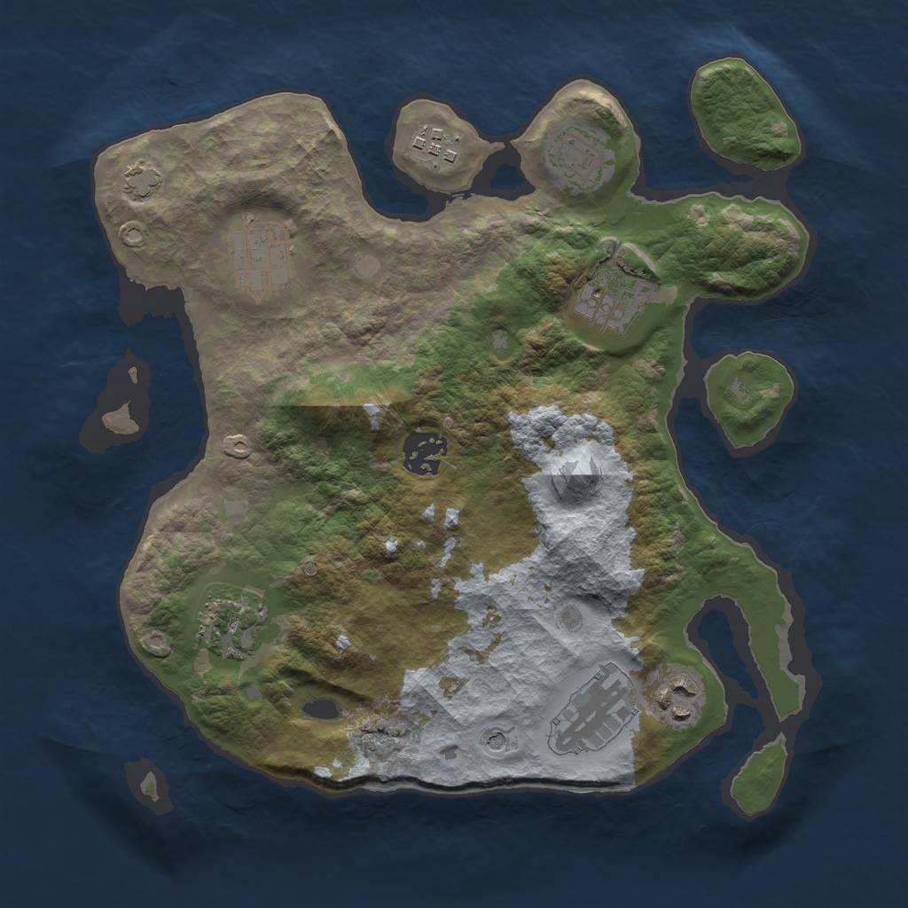 Rust Map: Barren, Size: 3000, Seed: 4378912, 12 Monuments