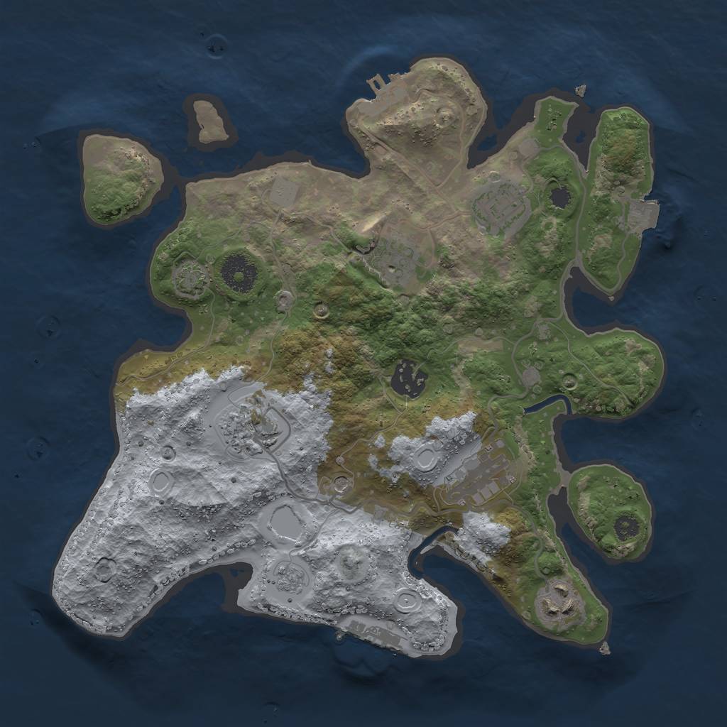 Rust Map: Procedural Map, Size: 3000, Seed: 1186460787, 14 Monuments