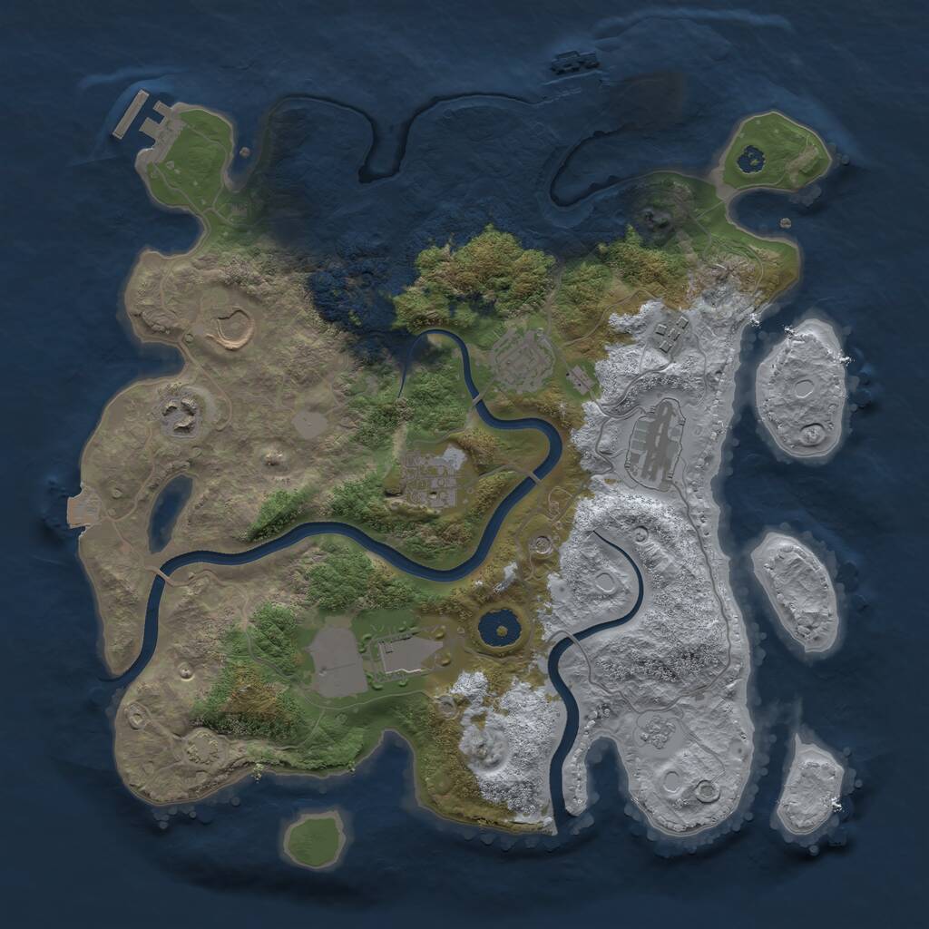 Rust Map: Procedural Map, Size: 3500, Seed: 83893544, 13 Monuments