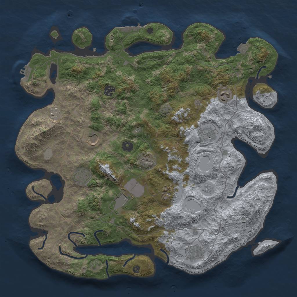 Rust Map: Procedural Map, Size: 4000, Seed: 50293641, 17 Monuments