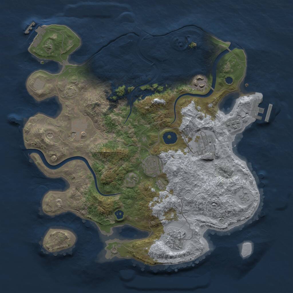 Rust Map: Procedural Map, Size: 3250, Seed: 327205467, 12 Monuments