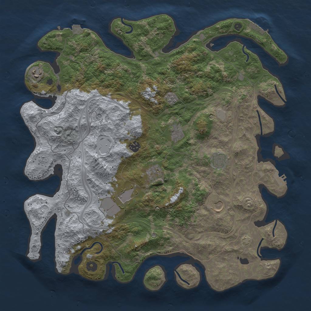 Rust Map: Procedural Map, Size: 4250, Seed: 1889856051, 16 Monuments