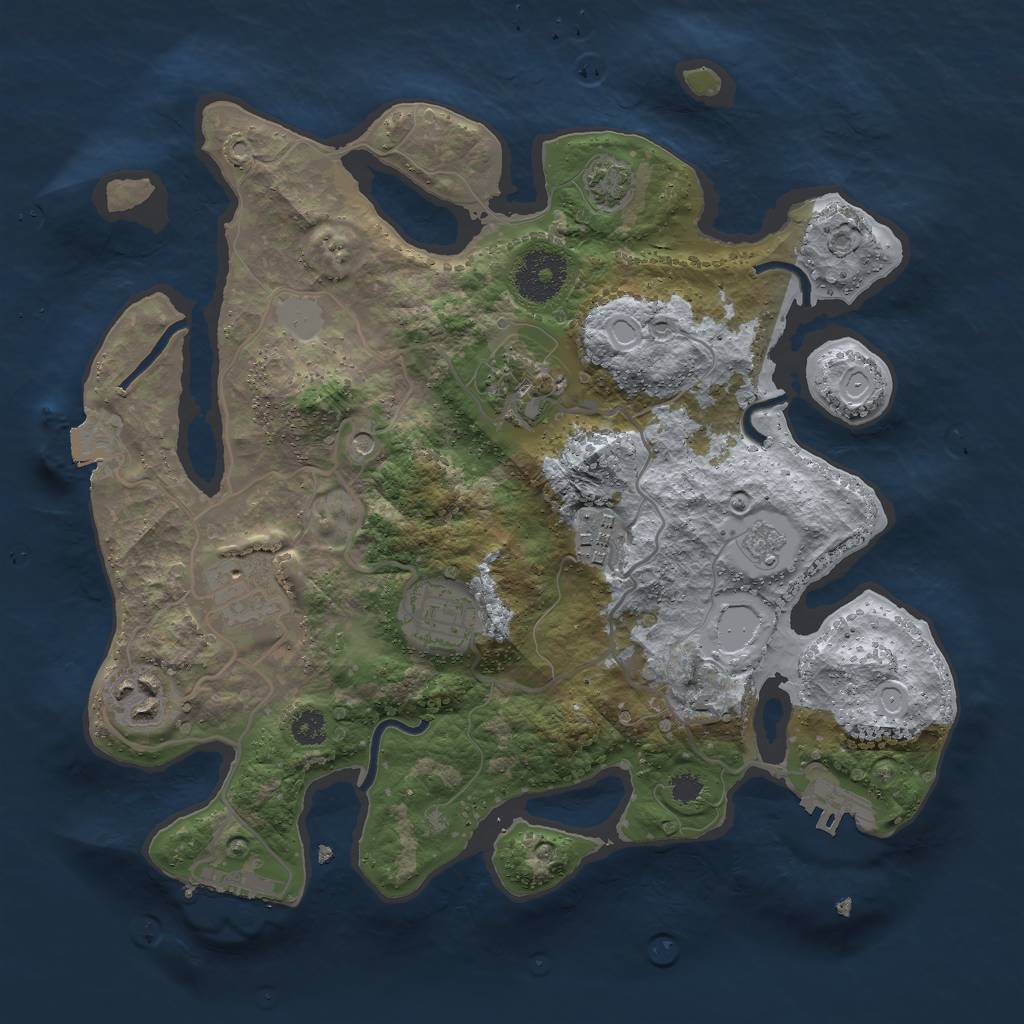 Rust Map: Procedural Map, Size: 3000, Seed: 1196381530, 13 Monuments