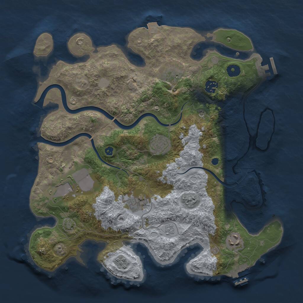Rust Map: Procedural Map, Size: 3500, Seed: 213123213, 13 Monuments