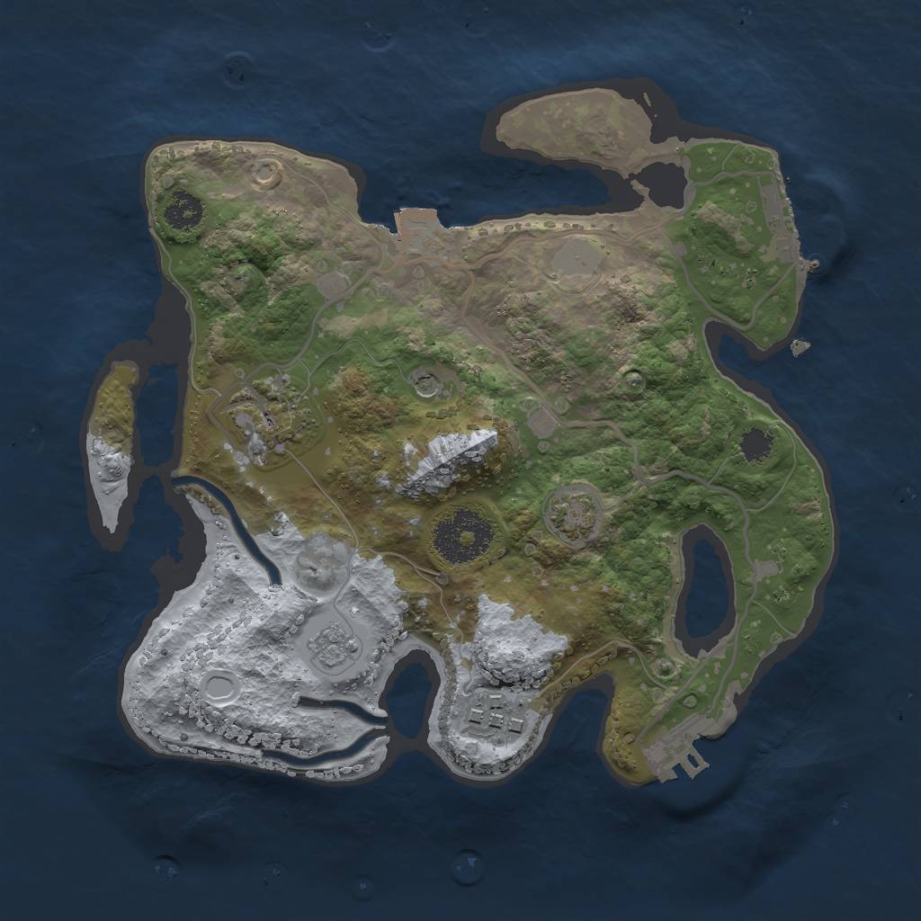 Rust Map: Procedural Map, Size: 2500, Seed: 1465640812, 10 Monuments