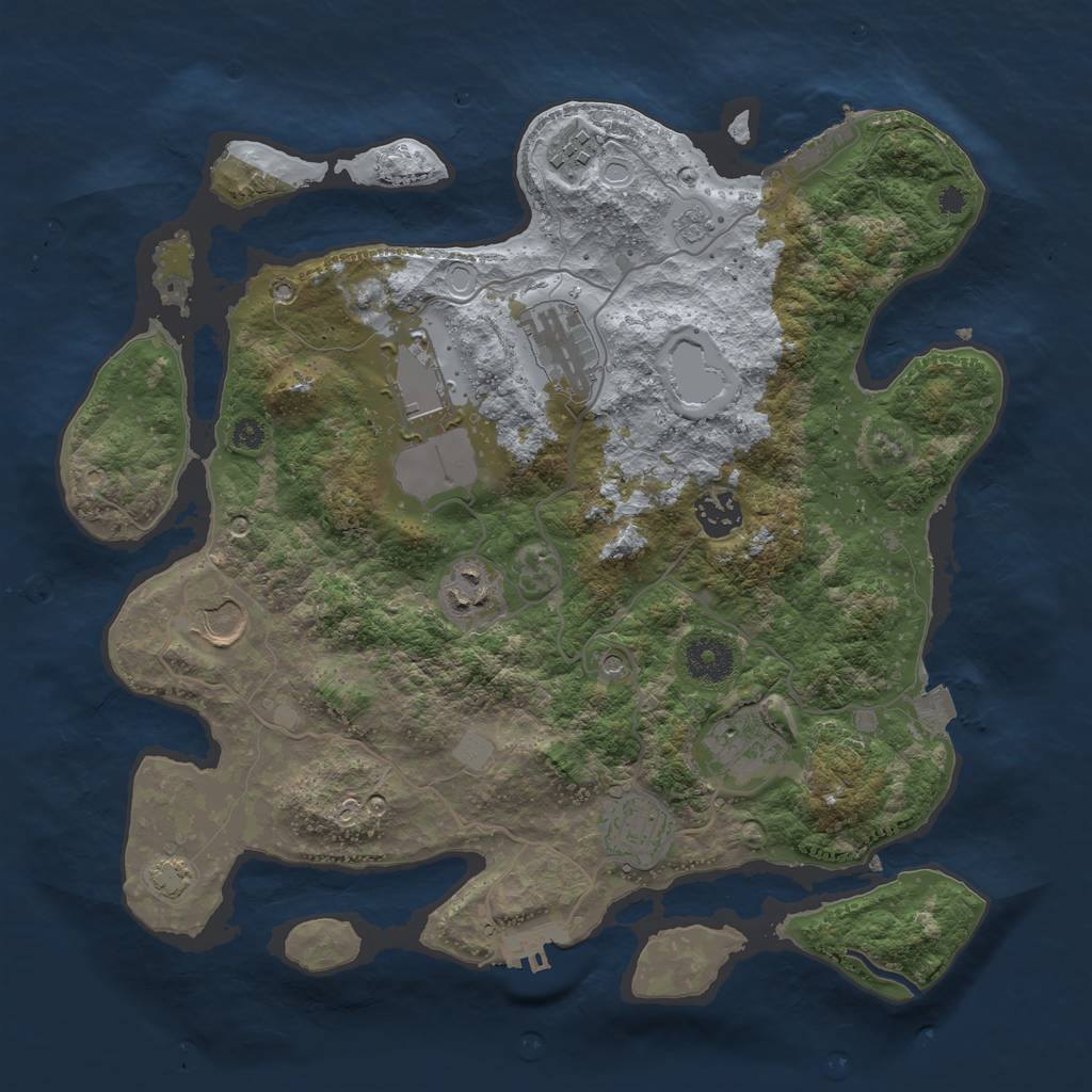 Rust Map: Procedural Map, Size: 3500, Seed: 23428225, 16 Monuments