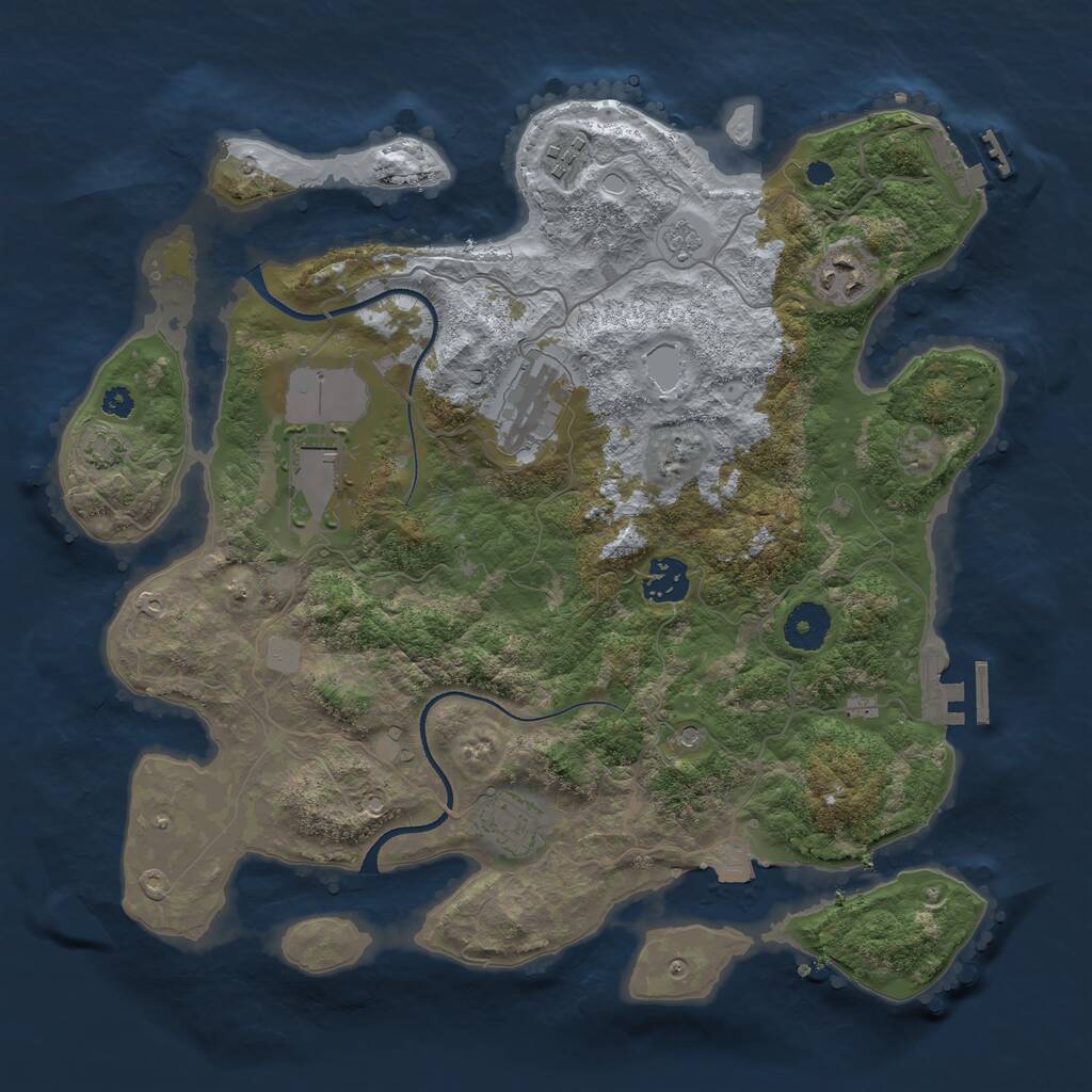 Rust Map: Procedural Map, Size: 3500, Seed: 23428225, 12 Monuments