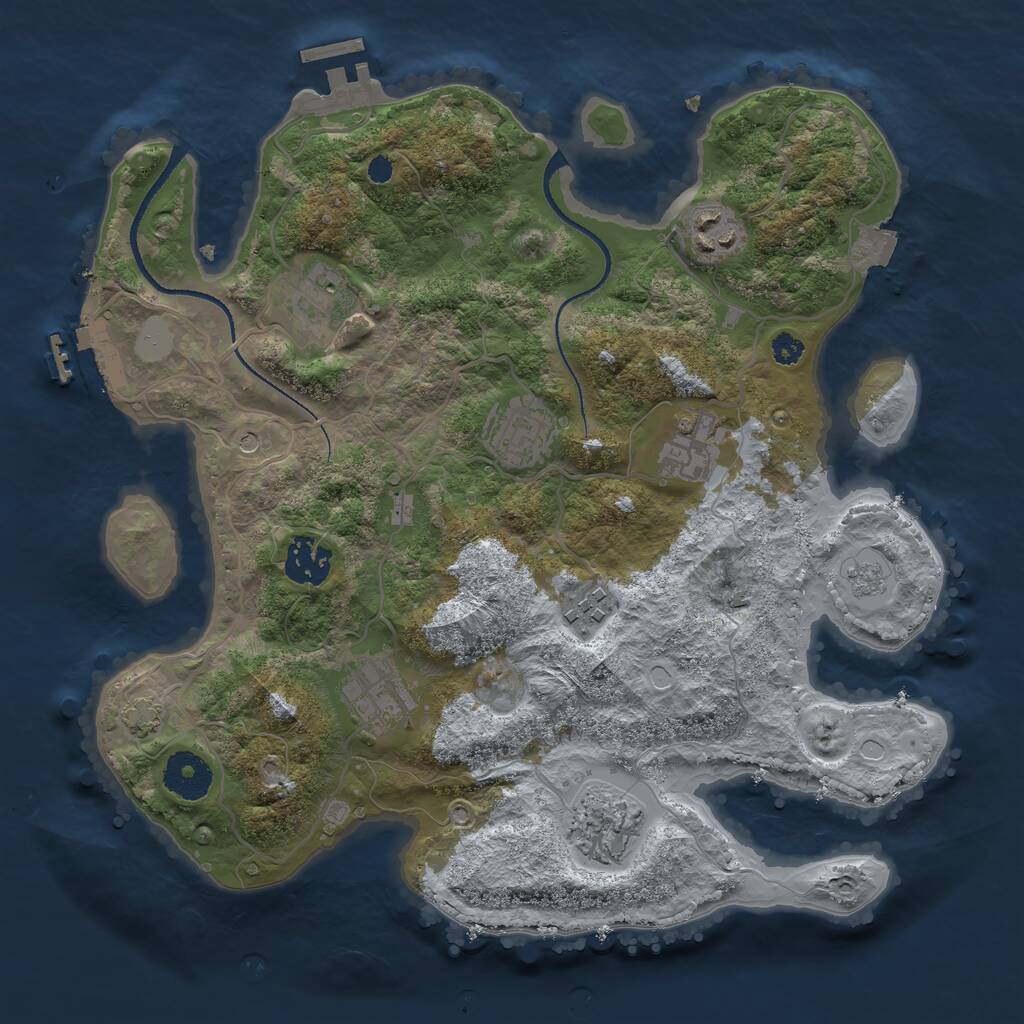 Rust Map: Procedural Map, Size: 3250, Seed: 2146539513, 14 Monuments