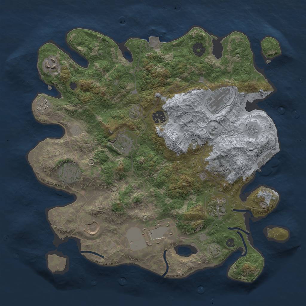 Rust Map: Procedural Map, Size: 3500, Seed: 1678865192, 16 Monuments