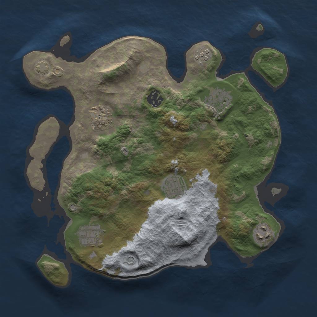 Rust Map: Barren, Size: 3000, Seed: 67767716, 11 Monuments