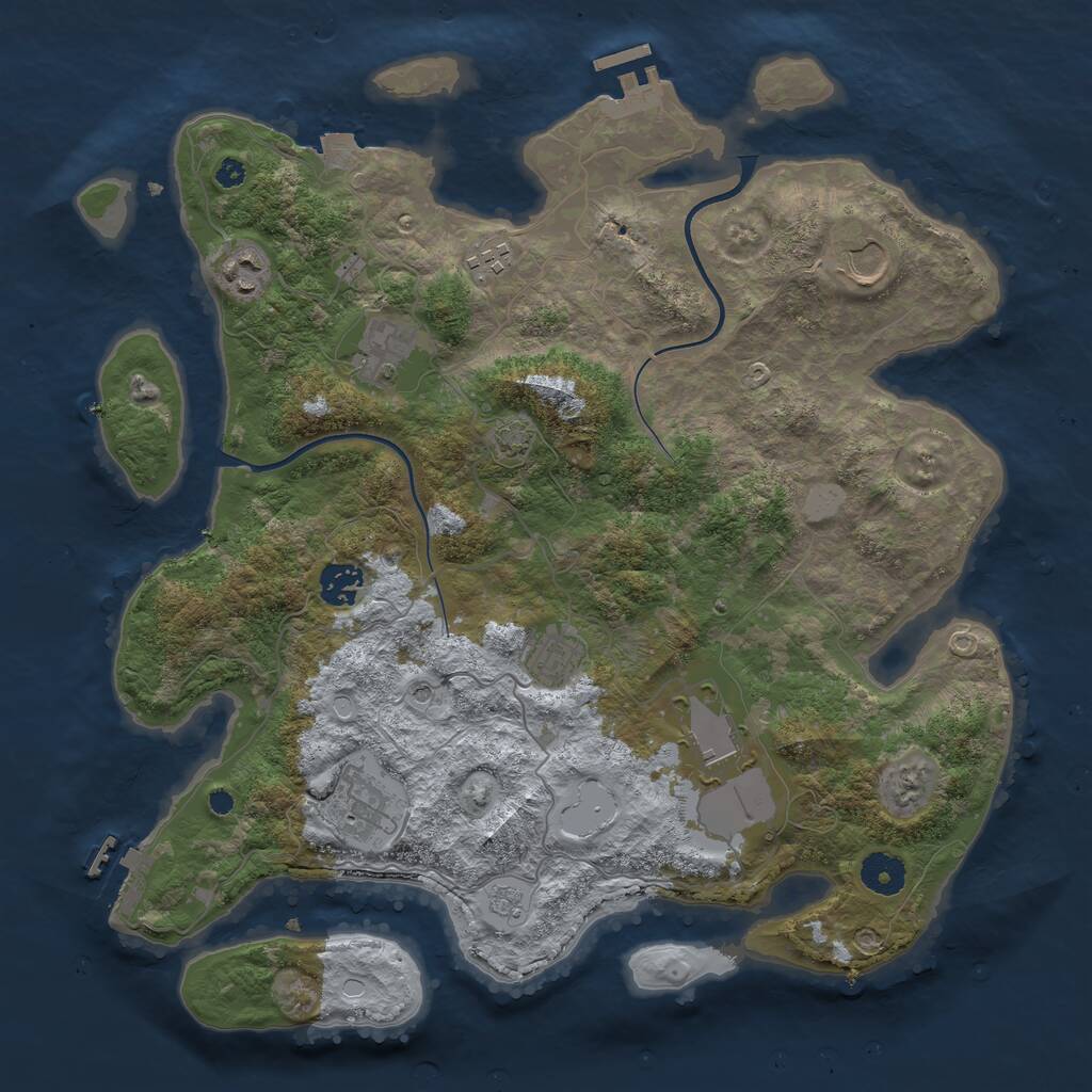 Rust Map: Procedural Map, Size: 3750, Seed: 1717240012, 14 Monuments