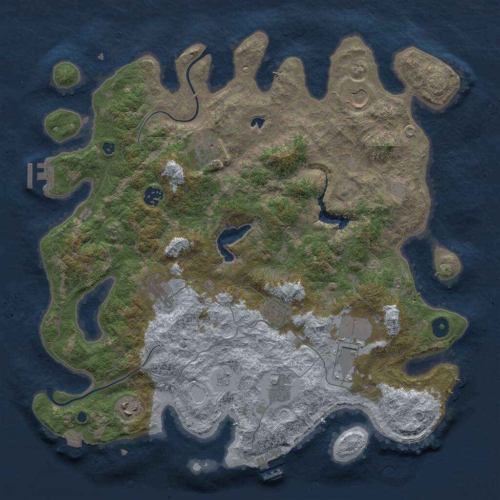 Rust Map: Procedural Map, Size: 4000, Seed: 870519436, 13 Monuments