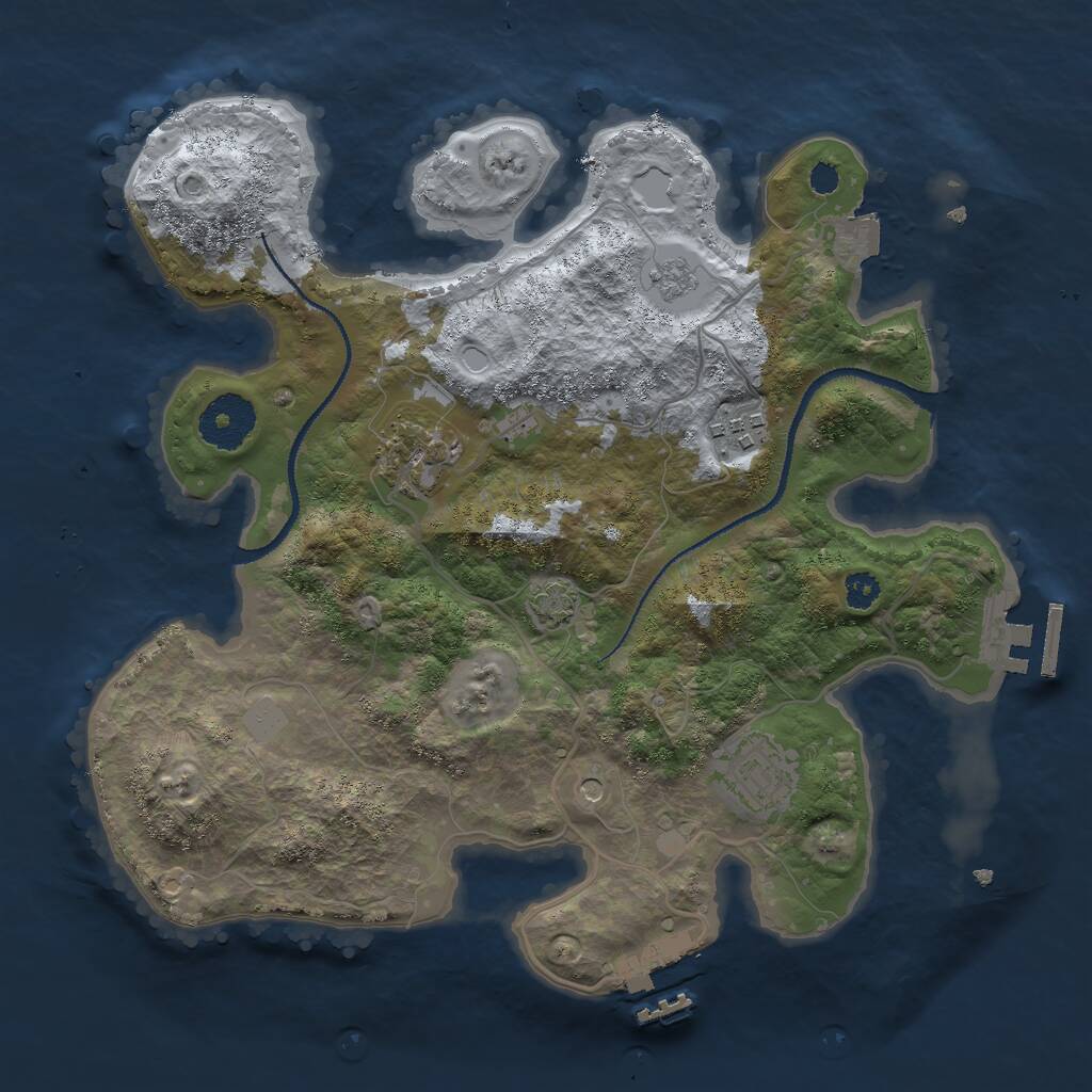 Rust Map: Procedural Map, Size: 3000, Seed: 14548975, 9 Monuments