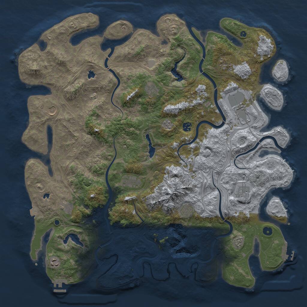 Rust Map: Procedural Map, Size: 5000, Seed: 1465745777, 17 Monuments