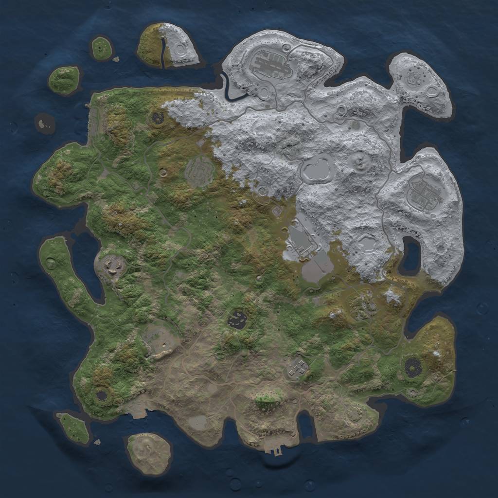 Rust Map: Procedural Map, Size: 4000, Seed: 1409220486, 17 Monuments