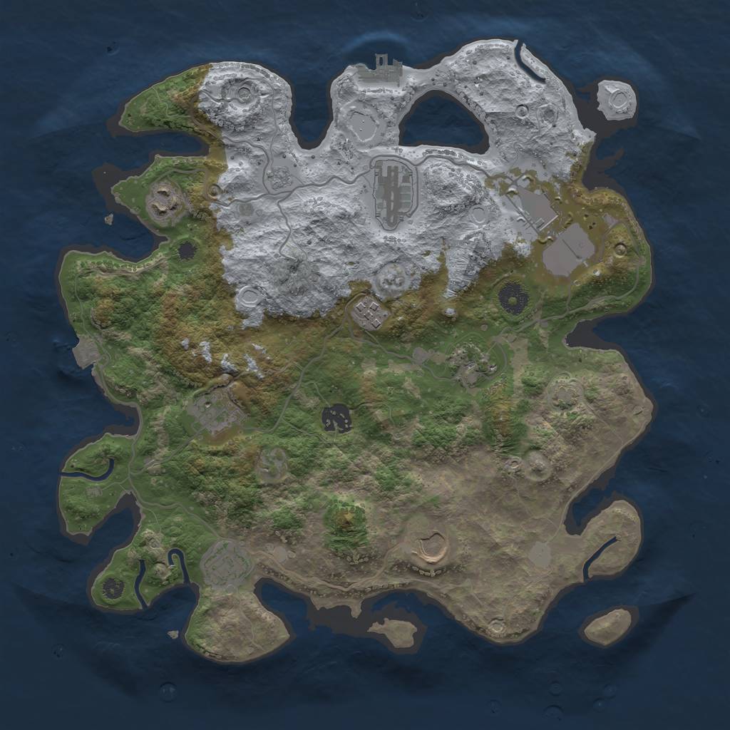 Rust Map: Procedural Map, Size: 3600, Seed: 11107, 16 Monuments