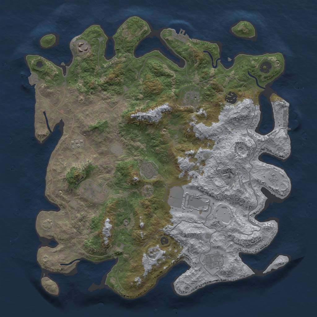 Rust Map: Procedural Map, Size: 4000, Seed: 3569, 16 Monuments