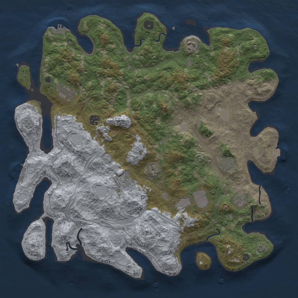 Rust Map: Procedural Map, Size: 4500, Seed: 711981140, 17 Monuments