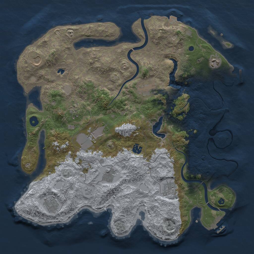 Rust Map: Procedural Map, Size: 4000, Seed: 654645645, 16 Monuments