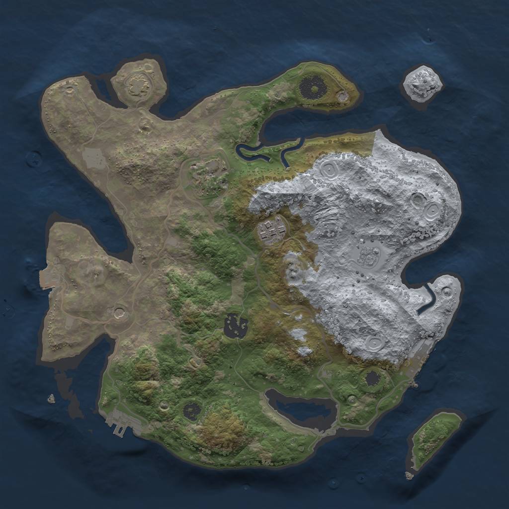 Rust Map: Procedural Map, Size: 3000, Seed: 4825, 11 Monuments