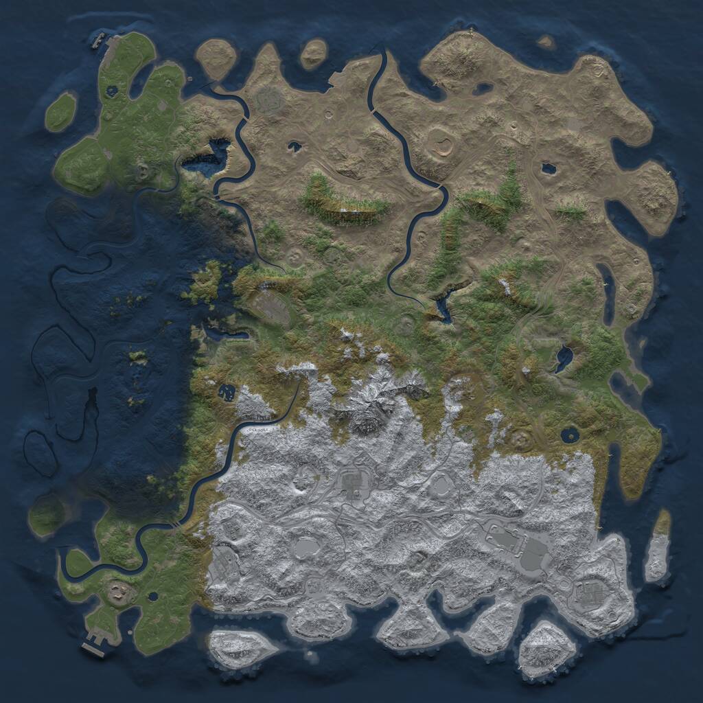 Rust Map: Procedural Map, Size: 6000, Seed: 52770706, 17 Monuments