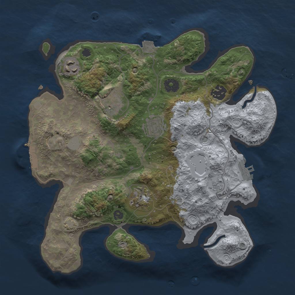 Rust Map: Procedural Map, Size: 3000, Seed: 61433, 13 Monuments