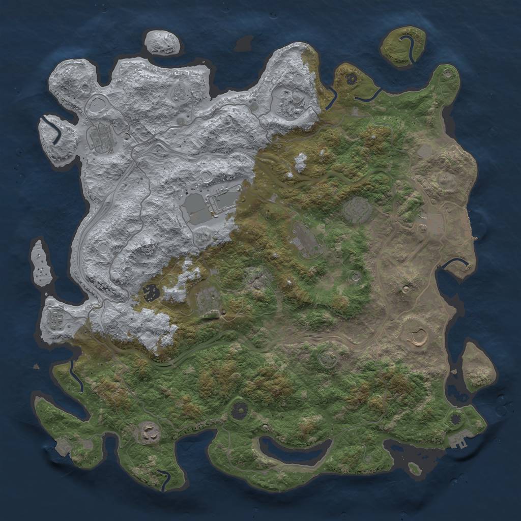 Rust Map: Procedural Map, Size: 4500, Seed: 1704909978, 19 Monuments
