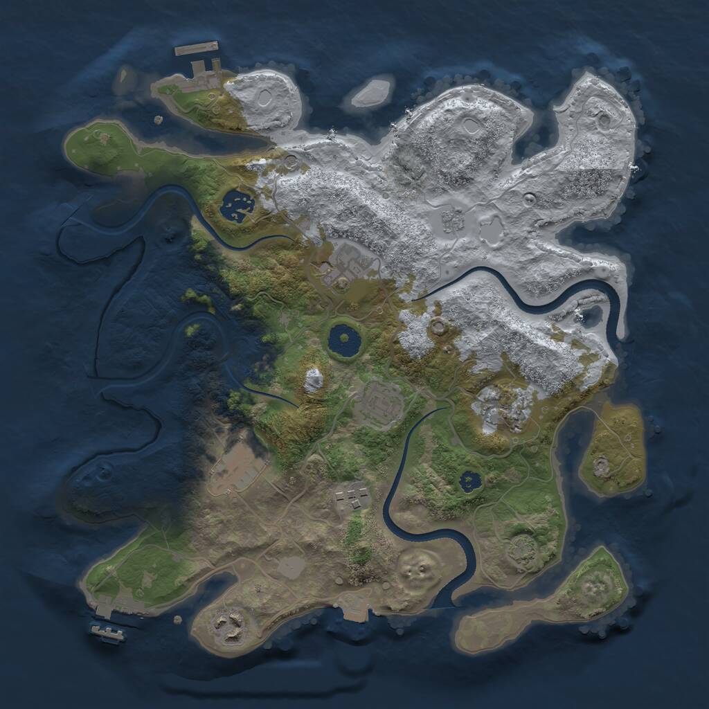 Rust Map: Procedural Map, Size: 3300, Seed: 1493876121, 13 Monuments