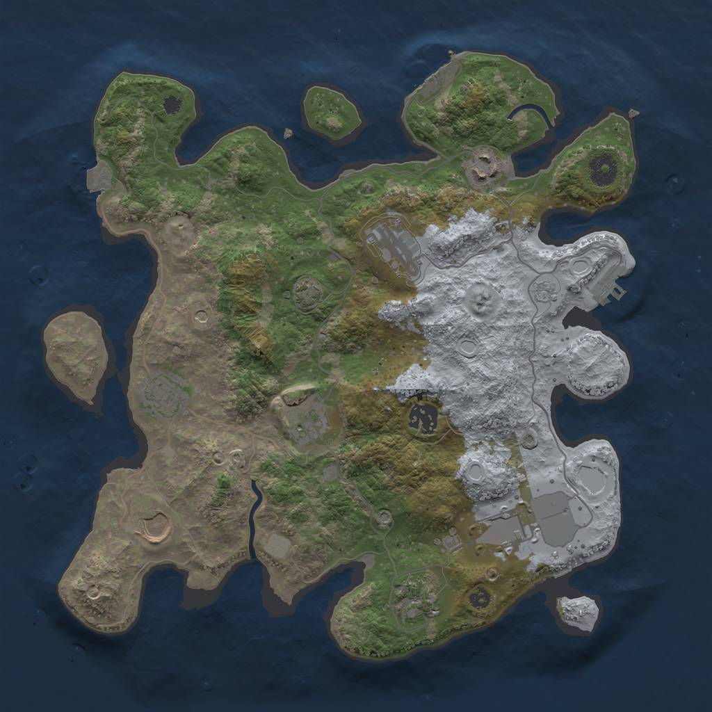 Rust Map: Procedural Map, Size: 3500, Seed: 66600, 16 Monuments