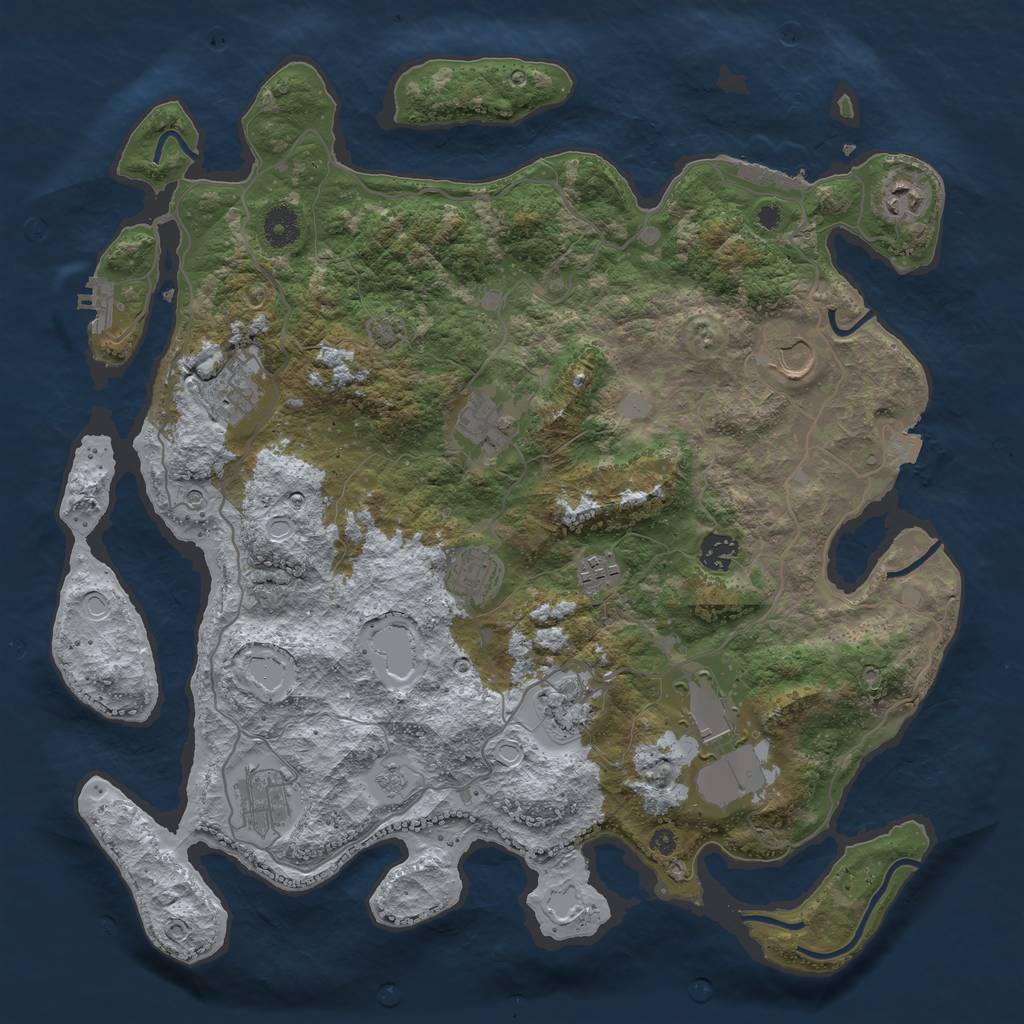 Rust Map: Procedural Map, Size: 4000, Seed: 2137709353, 18 Monuments
