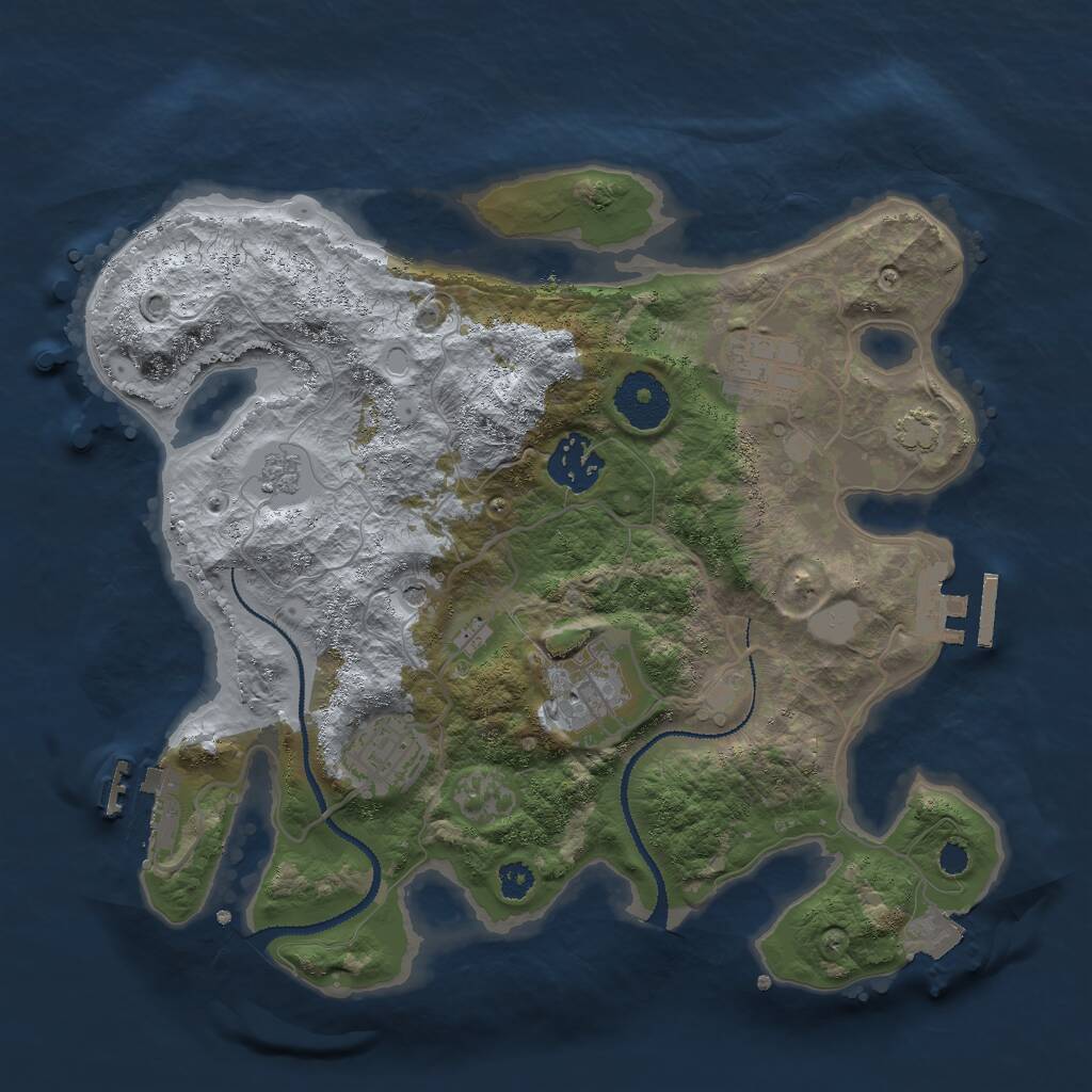 Rust Map: Procedural Map, Size: 3000, Seed: 9800, 10 Monuments