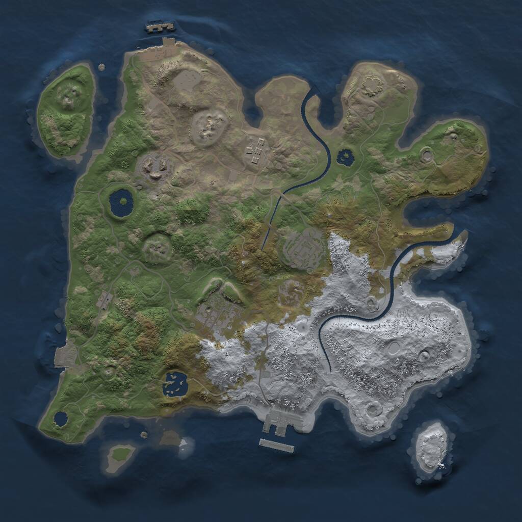 Rust Map: Procedural Map, Size: 3000, Seed: 1815282214, 9 Monuments